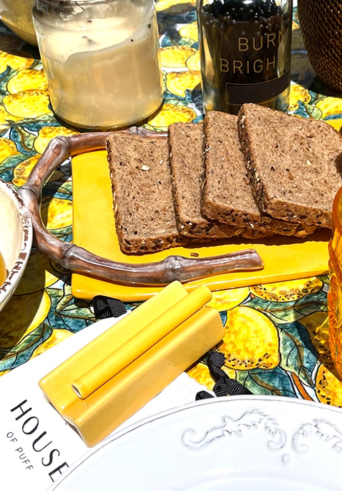 Brighten any day with our yellow rolling tray