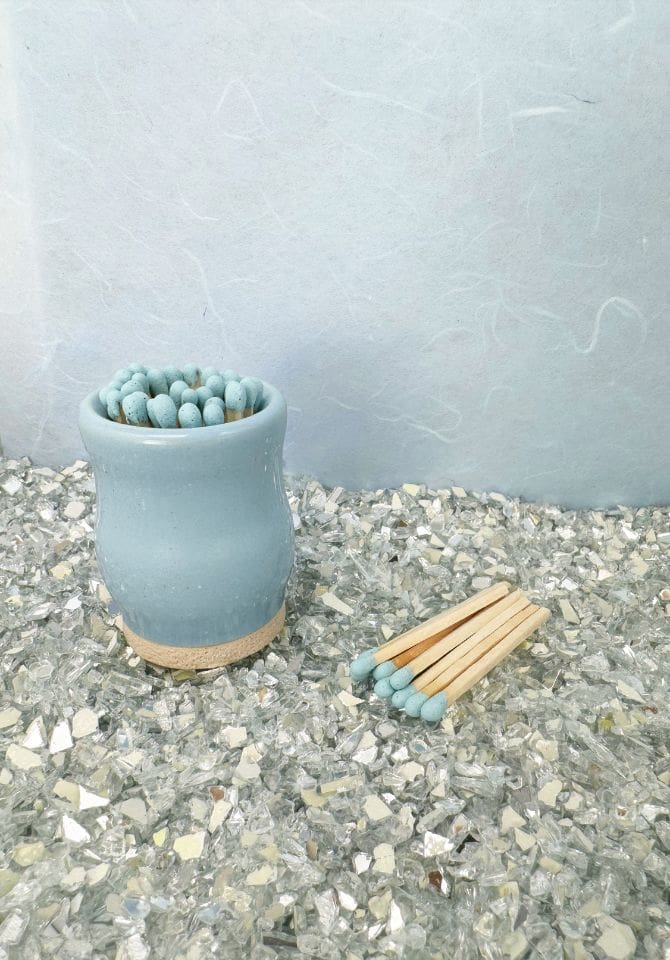 Our blue match striker includes blue-tipped safety matches