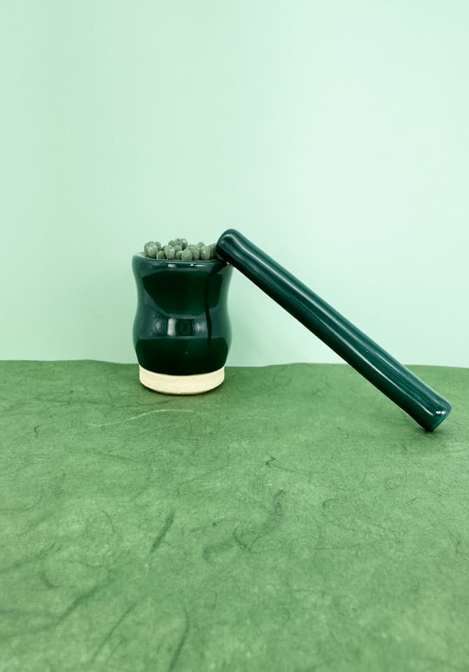 Our Green Match Striker and ceramic pipe kit is perfect for a quick, convenient little puff