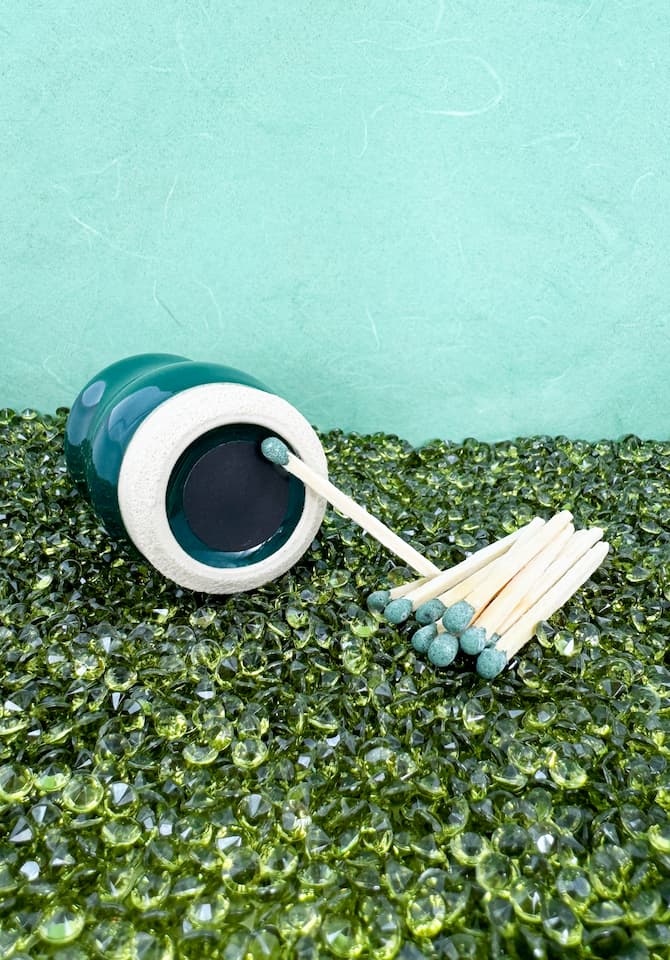 You can use our green match striker with strike anywhere matches or safety matches