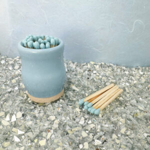 Our blue pipe and matchstick holder are the keys to a stylish light