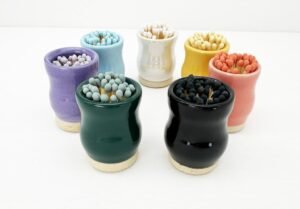 Ceramic match striker with coordinated matches in 7 colors