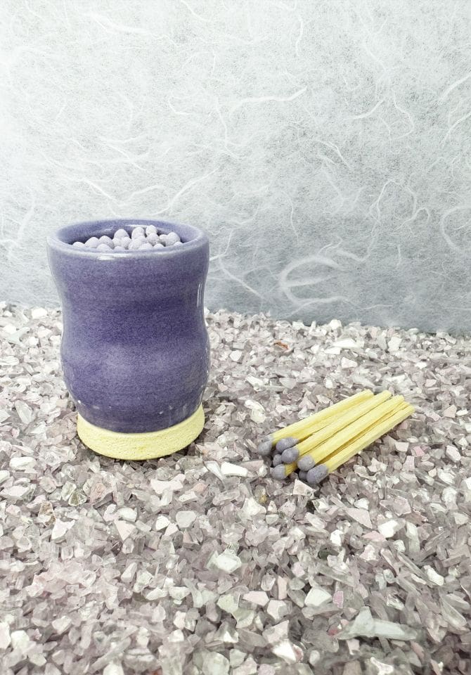 Our purple match striker includes purple-tipped safety matches