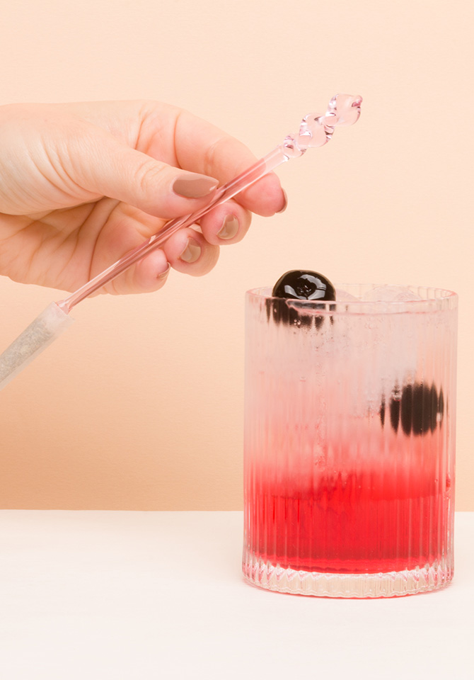 Our pink tamping stick doubles as a swizzle stick