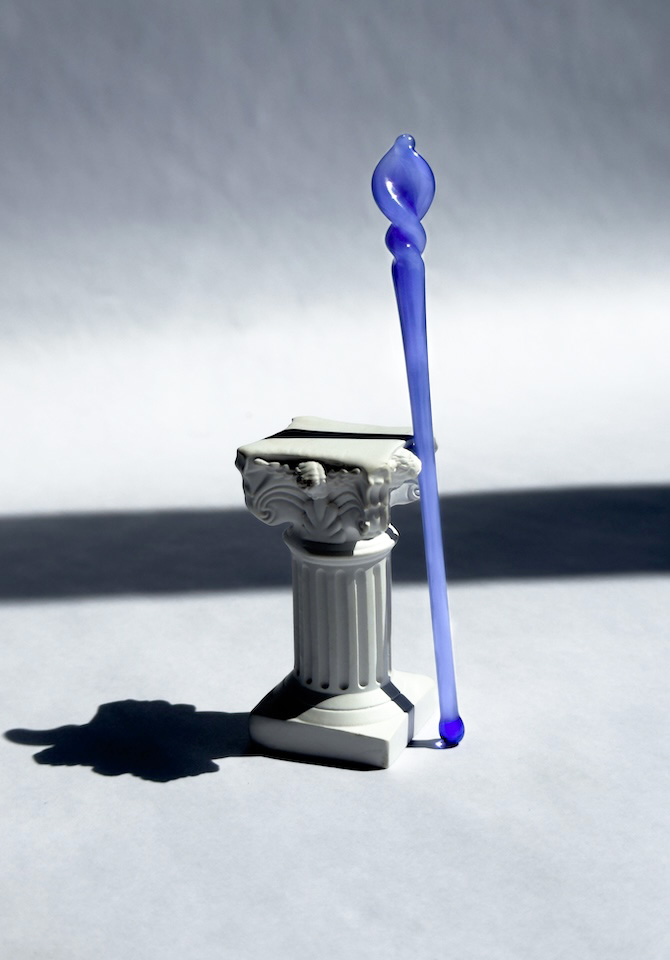 Stir your drink or tamp down your mix with our blue tamping stick