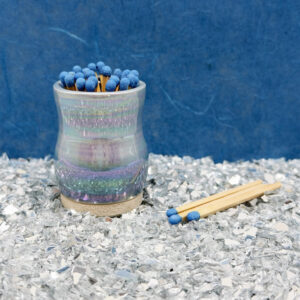 Our sculptural blue matchstick holder turns lighting up into an artful ritual