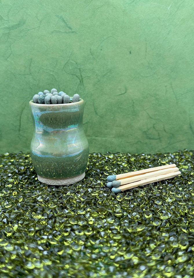 Turn lighting up into an artful ritual our sculptural green matchstick holder