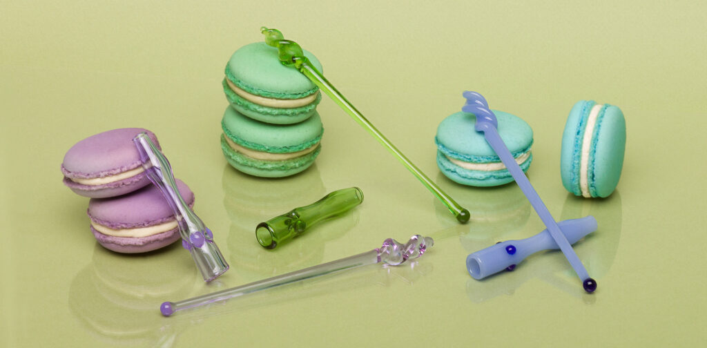 House of Puff glassware including tamping sticks and joint holders