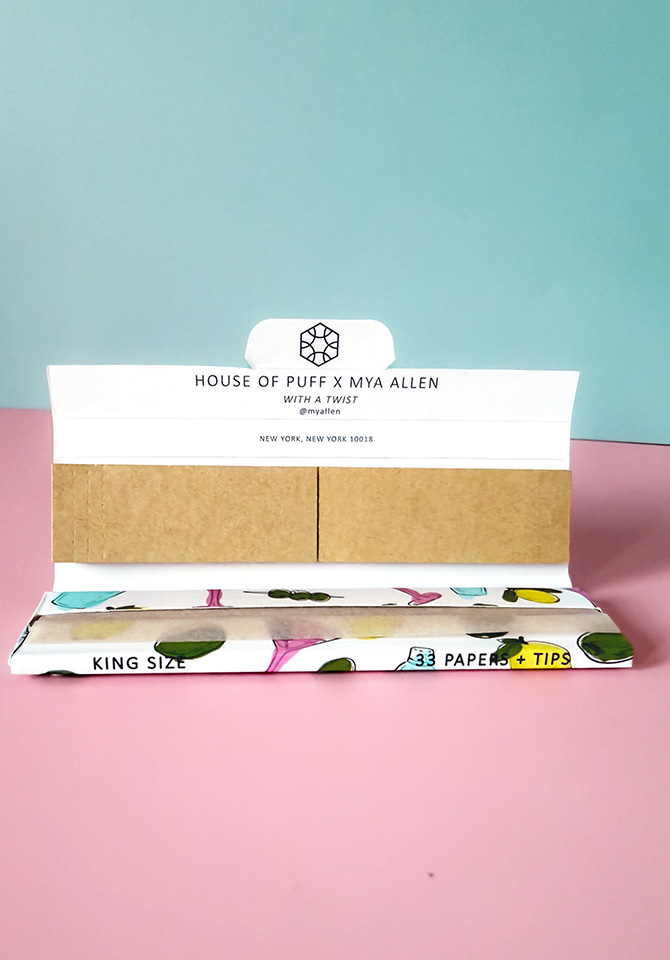 Our House of Puff x Mya Allen Chef's Special hemp rolling papers feature Mya's original design, With a Twist, and keep your inhale as pure as possible