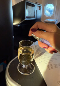 Our COO, Holly, enjoys cannabis edibles discreetly while flying with the Spritz